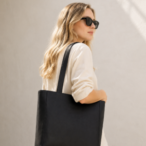 Large Dark Blue Suede Leather Tote Bag | Minimalist Shoulder Bag