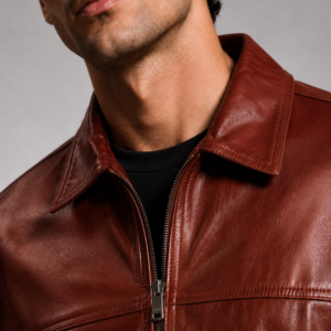 Classic Burgundy Leather Bomber Jacket | Unisex Zip-Up Aviator Jacket