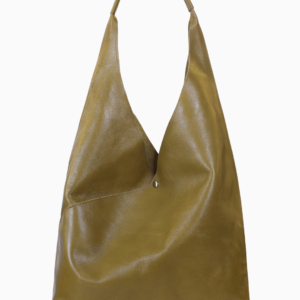 Minimalist Olive Green Leather Hobo Bag | Slouchy Shoulder Bag for Women