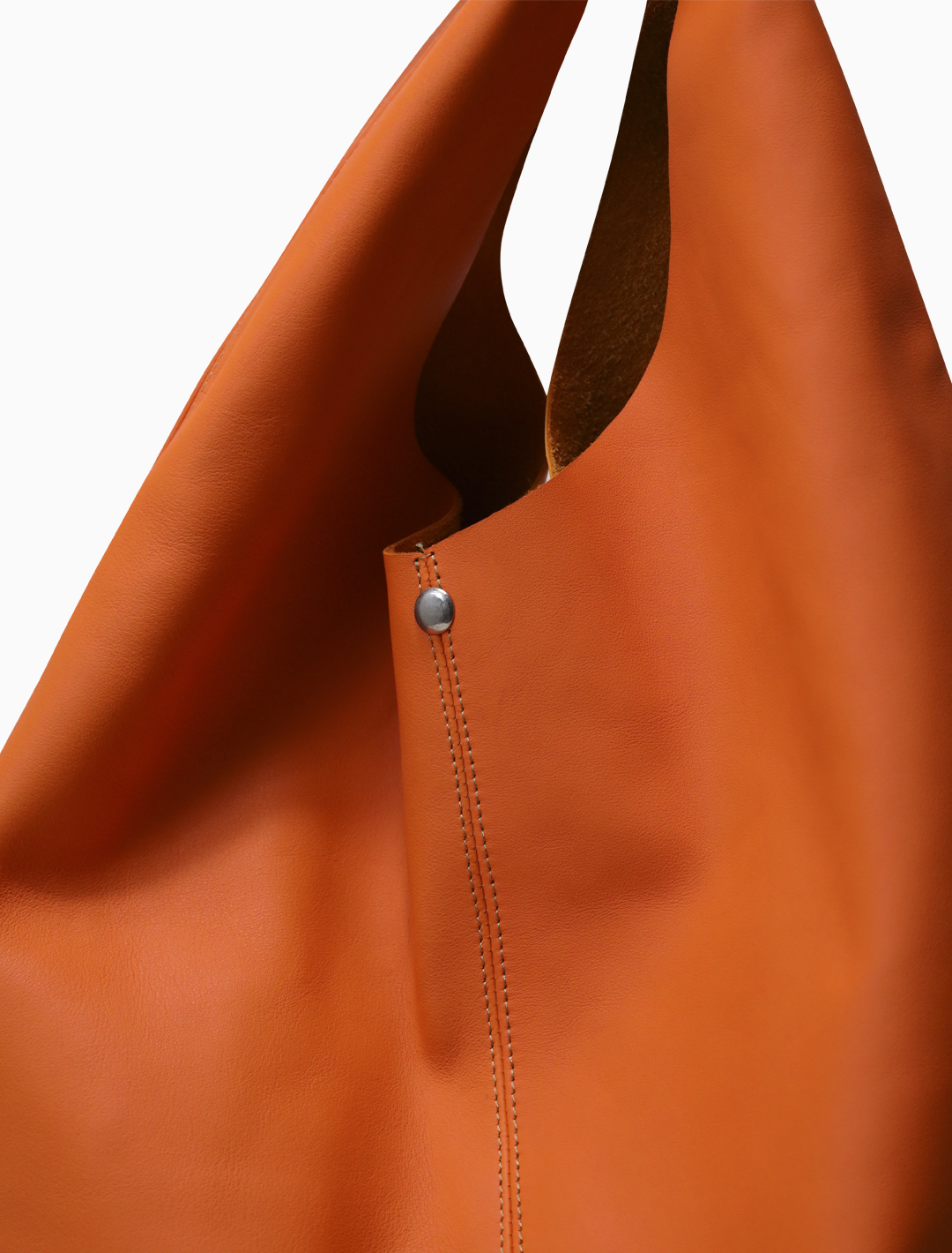 Minimalist Orange Leather Hobo Bag | Slouchy Tangerine Shoulder Bag